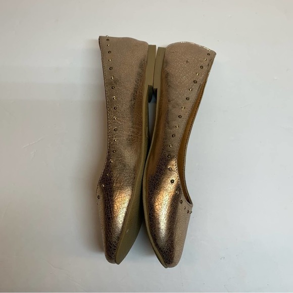 Frye Carson Shimmer rose gold metallic studded ballet flats 5 - Picture 9 of 12
